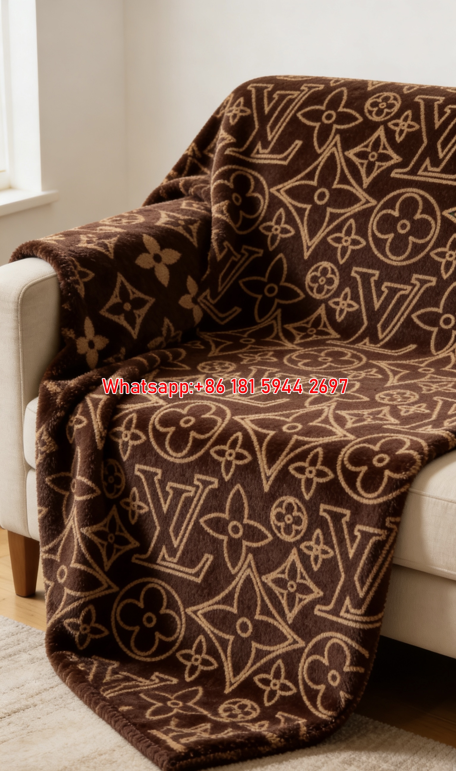 LV Brown & Gold Monogram Blanket IMG_3015